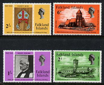 Falkland Islands 1969 Bishop Stirling set of 4 unmounted mint, SG 250-53, stamps on religion