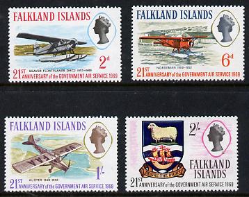 Falkland Islands 1969 Government Air Service set of 4 unmounted mint, SG 246-49, stamps on , stamps on  stamps on aviation       ovine