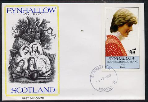 Eynhallow 1982 Princess Dis 21st Birthday imperf souvenir sheet (\A31 value) on special cover with first day cancels, stamps on royalty, stamps on diana