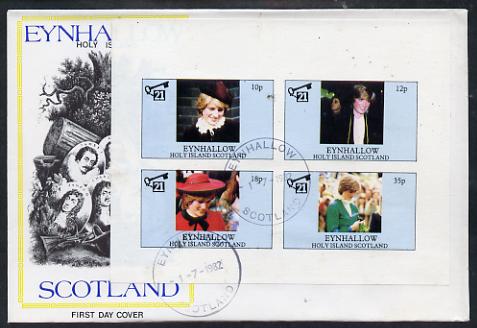 Eynhallow 1982 Princess Di's 21st Birthday imperf sheetlet containing set of 4 values on special cover with first day cancels, stamps on , stamps on  stamps on royalty, stamps on  stamps on diana