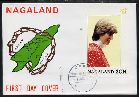 Nagaland 1982 Princess Di's 21st Birthday imperf deluxe sheet (2ch value) on special cover with first day cancels, stamps on royalty, stamps on diana, stamps on 