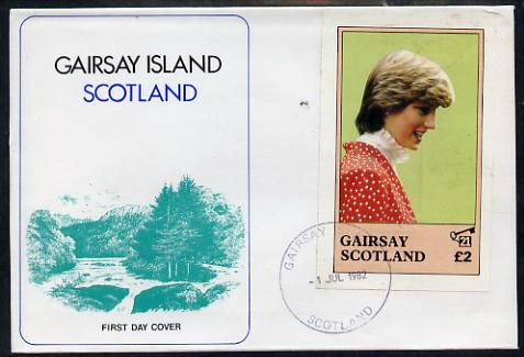 Gairsay 1982 Princess Di's 21st Birthday imperf deluxe sheet (\A32 value) on special cover with first day cancels, stamps on royalty, stamps on diana