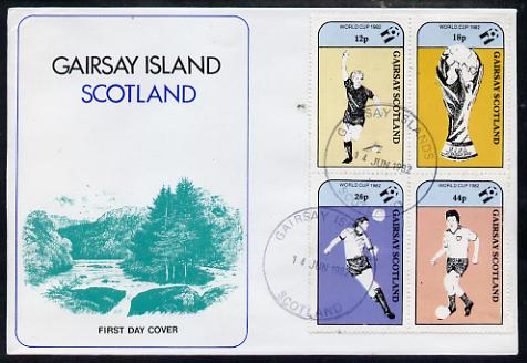 Gairsay 1982 Football World Cup perf sheetlet containing set of 4 values on special cover with first day cancels, stamps on , stamps on  stamps on football