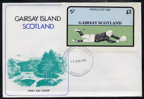 Gairsay 1982 Football World Cup imperf deluxe sheet (A32 value) on special cover with first day cancels, stamps on , stamps on  stamps on football