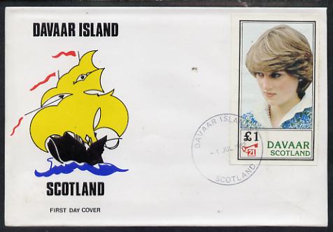 Davaar Island 1982 Princess Di's 21st Birthday imperf souvenir sheet (\A31 value) on special cover with first day cancels, stamps on royalty, stamps on diana