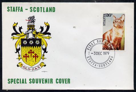 Staffa 1979 Cats - Tortoiseshell Burmese 26p perf on cover with first day cancel, stamps on cats
