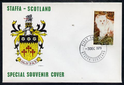 Staffa 1979 Cats - Tortoiseshell 64p perf on cover with first day cancel, stamps on , stamps on  stamps on cats