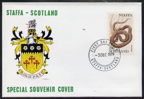 Staffa 1979 Snakes - Grass Snake 21p perf on cover with first day cancel, stamps on reptiles, stamps on snakes