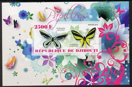 Djibouti 2014 Butterflies #7 imperf souvenir sheet unmounted mint , stamps on , stamps on  stamps on butterflies