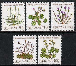 Faroe Islands 1980 Flowers set of 5 unmounted mint, SG 47-51 (Mi 48-52), stamps on , stamps on  stamps on flowers, stamps on  stamps on slania