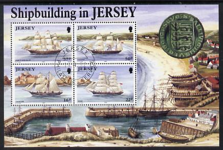 Jersey 1992 Ship Building perf m/sheet fine cds used SG MS 583, stamps on , stamps on  stamps on ships