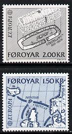 Faroe Islands 1982 Europa (Map & Archaeological dig) set of 2 unmounted mint, SG 69-70 (Mi 70-71), stamps on , stamps on  stamps on europa, stamps on maps, stamps on archaeology, stamps on vikings, stamps on fossils  