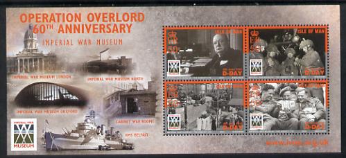 Isle of Man 2004 60th Anniversary of D-Day perf m/sheet unmounted mint SG MS1139, stamps on personalities, stamps on churchill, stamps on constitutions, stamps on  ww2 , stamps on masonry, stamps on masonics, stamps on ships, stamps on london