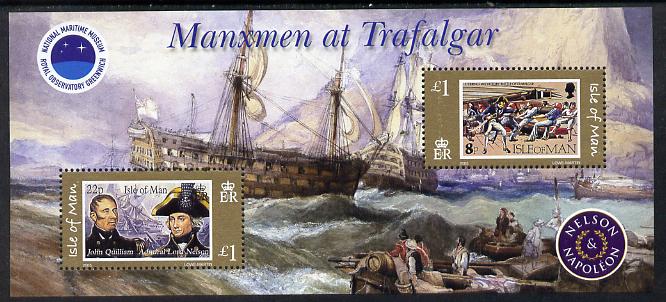 Isle of Man 2005 Bicentenary of Battle of Trafalgar perf m/sheet cds used SG MS 1207, stamps on , stamps on  stamps on ships, stamps on  stamps on battles, stamps on  stamps on nelson, stamps on  stamps on victory, stamps on  stamps on 