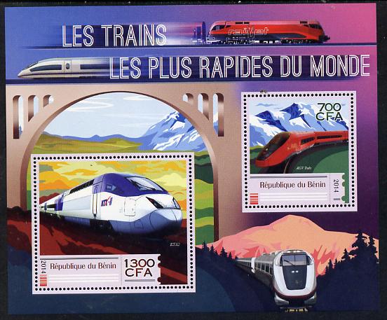 Benin 2014 High Speed Trains perf sheetlet containing 2 values unmounted mint 