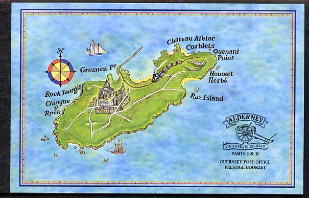 Guernsey - Alderney 1998 Garrison Island #1 & #2 £8.48 booklet complete & fine SG ASB6, stamps on militaria