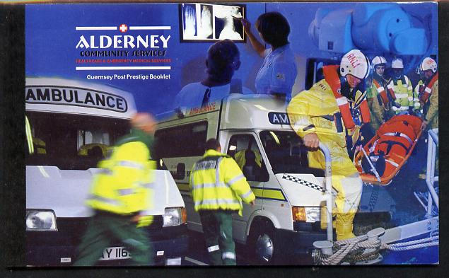 Guernsey - Alderney 2002 Community Services #1 & #2 £9.40 booklet complete & fine SG ASB12, stamps on ambulances, stamps on medical