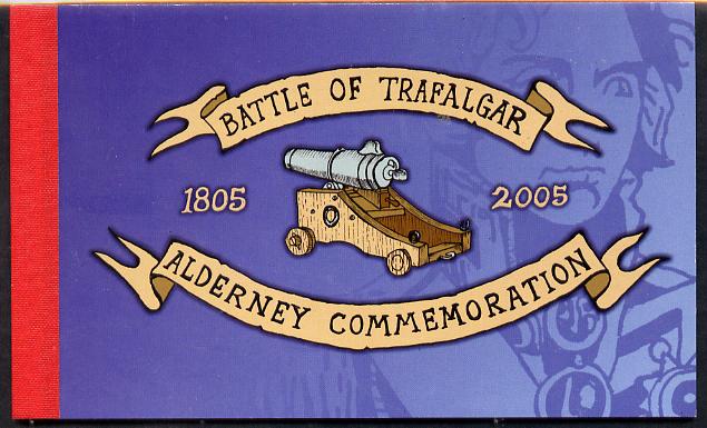 Guernsey - Alderney 2005 Bicentenary of Battle of Trafalgar £9.76 booklet complete & fine SG ASB15, stamps on nelson, stamps on ships, stamps on battles