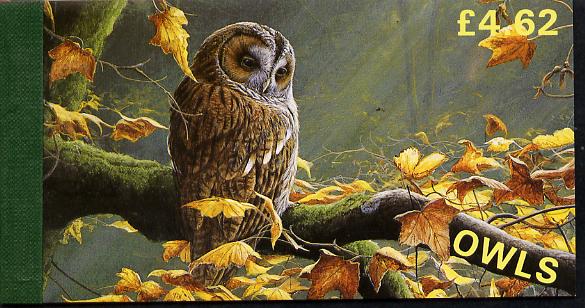 Isle of Man 1997 Owls £4.62 Prestige booklet complete & fine SG SB44, stamps on birds<=, stamps on owls, stamps on birds of prey, stamps on 