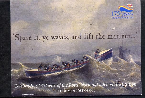 Isle of Man 1999 175th Anniversary of Royal National Lifeboat Institution Â£4.64 Prestige booklet complete & fine SG SB50, stamps on , stamps on  stamps on lifeboats, stamps on  stamps on rescue, stamps on  stamps on ships