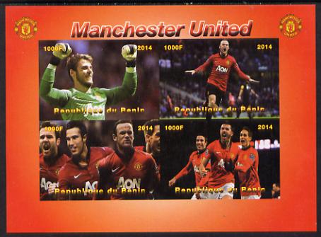 Benin 2014 Manchester United imperf sheetlet containing 4 values unmounted mint. Note this item is privately produced and is offered purely on its thematic appeal, stamps on , stamps on  stamps on football