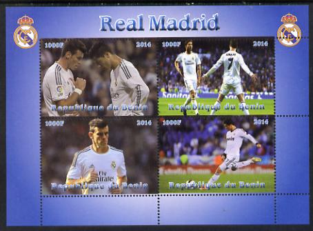 Benin 2014 Real Madrid perf sheetlet containing 4 values unmounted mint. Note this item is privately produced and is offered purely on its thematic appeal, stamps on , stamps on  stamps on football