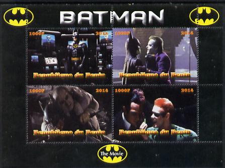 Benin 2014 Batman (Movie) perf sheetlet containing 4 values unmounted mint. Note this item is privately produced and is offered purely on its thematic appeal, stamps on , stamps on  stamps on films, stamps on  stamps on cinema, stamps on  stamps on movies, stamps on  stamps on batman, stamps on  stamps on fantasy