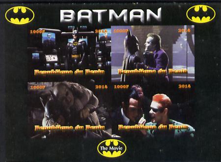 Benin 2014 Batman (Movie) imperf sheetlet containing 4 values unmounted mint. Note this item is privately produced and is offered purely on its thematic appeal, stamps on films, stamps on cinema, stamps on movies, stamps on batman, stamps on fantasy