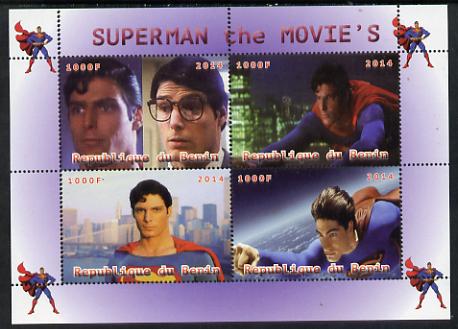 Benin 2014 Superman (Movie) perf sheetlet containing 4 values unmounted mint. Note this item is privately produced and is offered purely on its thematic appeal, stamps on , stamps on  stamps on films, stamps on  stamps on cinema, stamps on  stamps on movies, stamps on  stamps on superman, stamps on  stamps on fantasy