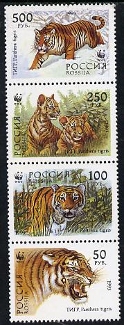 Russia 1994 WWF Tiger set of 4 unmounted mint, SG 6443-46*, stamps on , stamps on  stamps on animals, stamps on  stamps on cats, stamps on  stamps on  wwf , stamps on  stamps on 