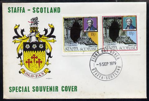 Staffa 1979 Mendelssohn's Visit cover #3 bearing 2 x 18p values showing Fingal's Cave, with first day cancel, stamps on , stamps on  stamps on music, stamps on  stamps on personalities, stamps on  stamps on composers, stamps on  stamps on caves, stamps on  stamps on mendelssohn