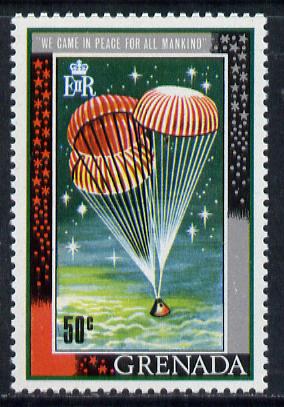 Grenada 1969 First Man on Moon 50c (Capsule with Parachutes) unmounted mint SG 355*, stamps on parachute
