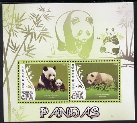 Benin 2014 Pandas perf sheetlet containing 2 values unmounted mint, stamps on , stamps on  stamps on animals, stamps on  stamps on pandas, stamps on  stamps on bears