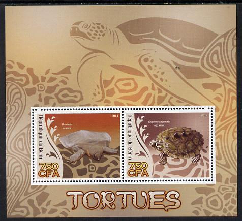 Benin 2014 Turtles perf sheetlet containing 2 values unmounted mint, stamps on animals, stamps on turtles