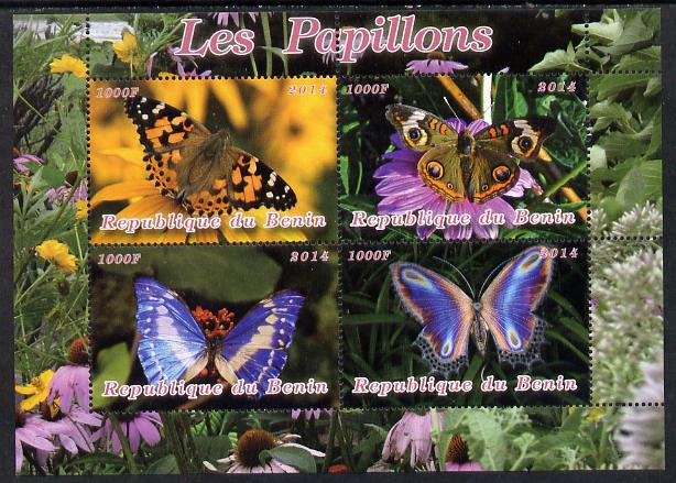 Benin 2014 Butterflies perf sheetlet containing 4 values unmounted mint. Note this item is privately produced and is offered purely on its thematic appeal, stamps on , stamps on  stamps on butterflies