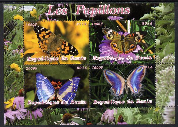 Benin 2014 Butterflies imperf sheetlet containing 4 values unmounted mint. Note this item is privately produced and is offered purely on its thematic appeal, stamps on , stamps on  stamps on butterflies