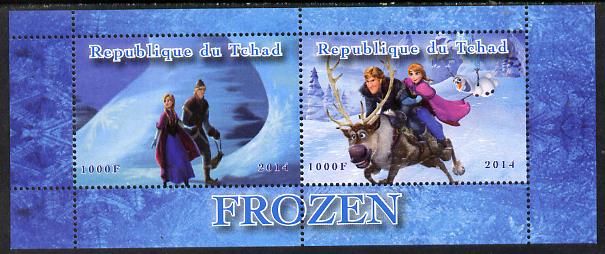 Chad 2014 Walt Disney's Frozen #3 perf sheetlet containing 2 values unmounted mint. Note this item is privately produced and is offered purely on its thematic appeal. . , stamps on , stamps on  stamps on disney, stamps on  stamps on films, stamps on  stamps on cinema, stamps on  stamps on movies