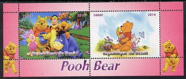 Benin 2014 Pooh Bear #2 perf sheetlet containing 2 values unmounted mint. Note this item is privately produced and is offered purely on its thematic appeal, stamps on films, stamps on cinema, stamps on movies, stamps on disney, stamps on bears, stamps on cartoons