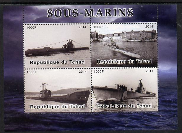 Chad 2014 Submarines #2 perf sheetlet containing 4 values unmounted mint. Note this item is privately produced and is offered purely on its thematic appeal. . , stamps on ships, stamps on submarines