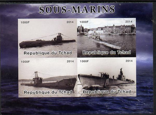Chad 2014 Submarines #2 imperf sheetlet containing 4 values unmounted mint. Note this item is privately produced and is offered purely on its thematic appeal. . , stamps on , stamps on  stamps on ships, stamps on  stamps on submarines