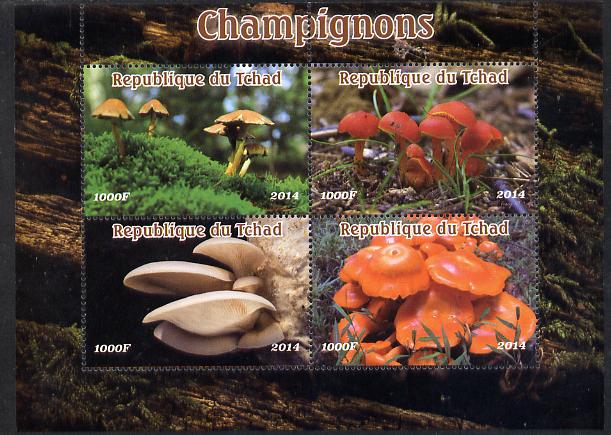 Chad 2014 Fungi #1 perf sheetlet containing 4 values unmounted mint. Note this item is privately produced and is offered purely on its thematic appeal. . , stamps on fungi