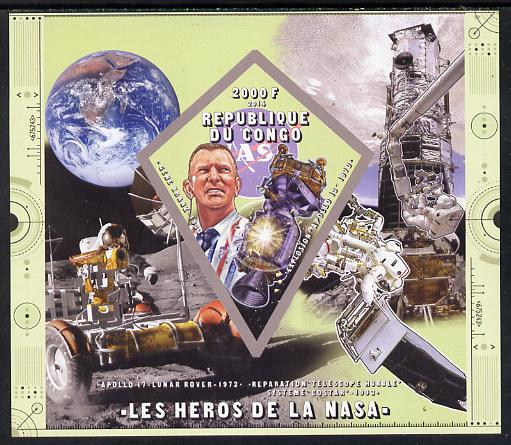 Congo 2014 Heroes of NASA - Gene Kranz imperf sheetlet containing 4 values unmounted mint, stamps on , stamps on  stamps on space, stamps on  stamps on personalities, stamps on  stamps on rockets, stamps on  stamps on satellites