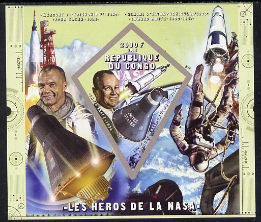 Congo 2014 Heroes of NASA - Chris Kraft imperf sheetlet containing 4 values unmounted mint, stamps on , stamps on  stamps on space, stamps on  stamps on personalities, stamps on  stamps on rockets, stamps on  stamps on satellites