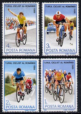 Rumania 1986 Cycle Tour of Rumania set of 4 unmounted mint, SG 5071-74, Mi 4294-97, stamps on bicycles   sport