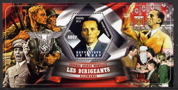 Chad 2014 Leaders in WW2 - Germany - Joseph Goebbels perf s/sheet containing one hexagonal shaped value unmounted mint, stamps on , stamps on  stamps on personalities, stamps on  stamps on  ww2 , stamps on  stamps on shaped, stamps on  stamps on militaria