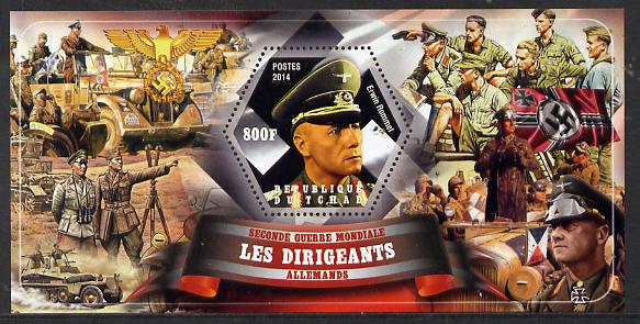 Chad 2014 Leaders in WW2 - Germany - Erwin Rommel perf s/sheet containing one hexagonal shaped value unmounted mint, stamps on , stamps on  stamps on personalities, stamps on  stamps on  ww2 , stamps on  stamps on shaped, stamps on  stamps on militaria