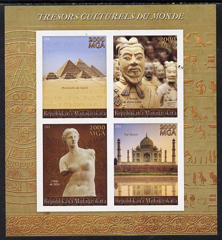 Madagascar 2014 Cultural Treasures of the World imperf sheetlet containing 4 values unmounted mint, stamps on tourism, stamps on heritage, stamps on culture, stamps on egyptology
