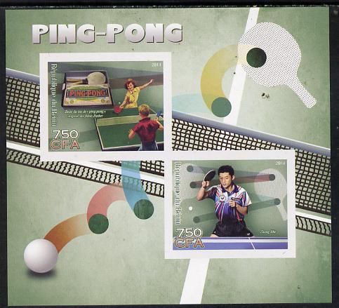 Benin 2014 Table Tennis imperf sheetlet containing 2 values unmounted mint, stamps on sport, stamps on table tennis
