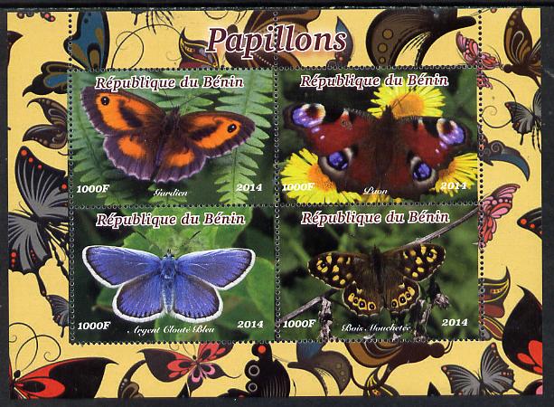 Benin 2014 Butterflies perf sheetlet containing 4 values unmounted mint. Note this item is privately produced and is offered purely on its thematic appeal, stamps on , stamps on  stamps on butterflies