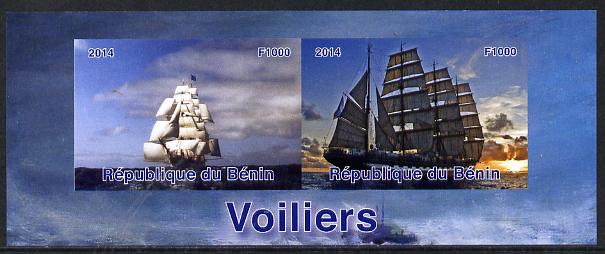 Benin 2014 Sailing Ships imperf sheetlet containing 2 values unmounted mint. Note this item is privately produced and is offered purely on its thematic appeal, stamps on , stamps on  stamps on ships, stamps on  stamps on 